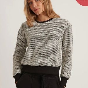 Birdseye Sweatshirt in Black/White Contrast Size Medium